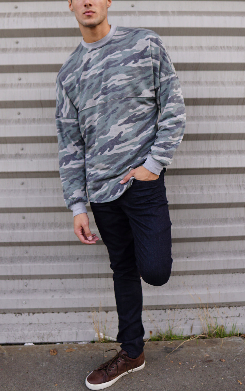 Camo French Terry Seam Sweatshirt